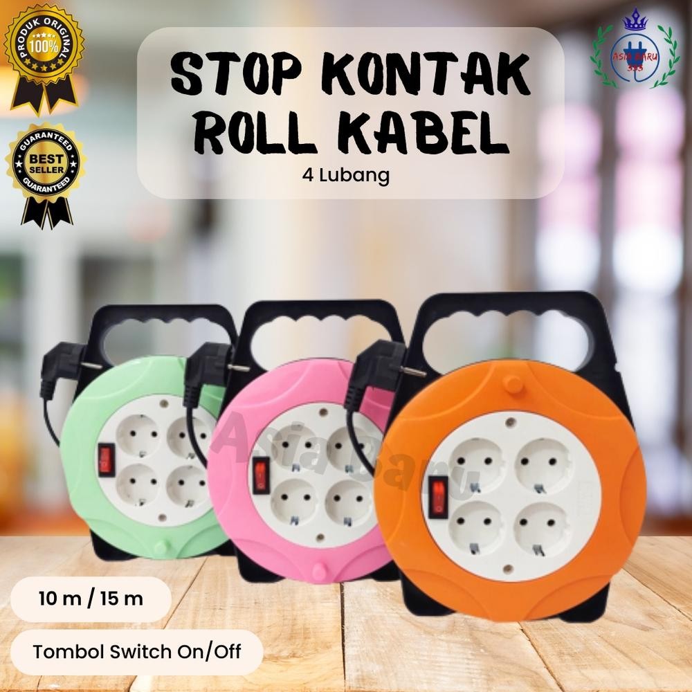 Baru Stop Kontak / Roll Kabel panjang 10 meter / 15 meter Switch ,,