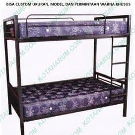 ranjang bed besi susun tingkat vino hitam murah bandung no 4 single 90