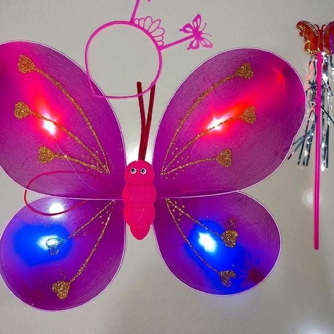 MAINAN SAYAP PERI / SAYAP KUPU KUPU DENGAN LAMPU / MAINAN KOSTUM KUPU KUPU PERI MALAIKAT ANGEL