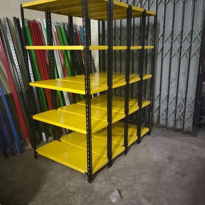 rak besi siku lubang 1m x 30 x 2m (5susun)