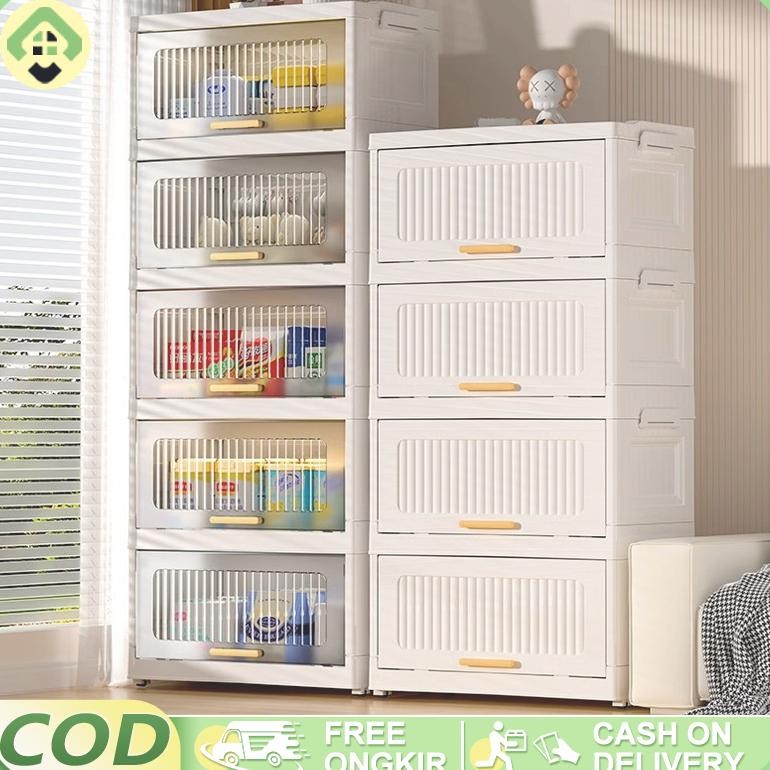 SWALLOWTAIL- FLIP SUSUN LEMARI SERBAGUNA PLASTIK  40/50CM LEBAR DAPAT DILIPAT FLIP TRANSPARAN PUTIH 