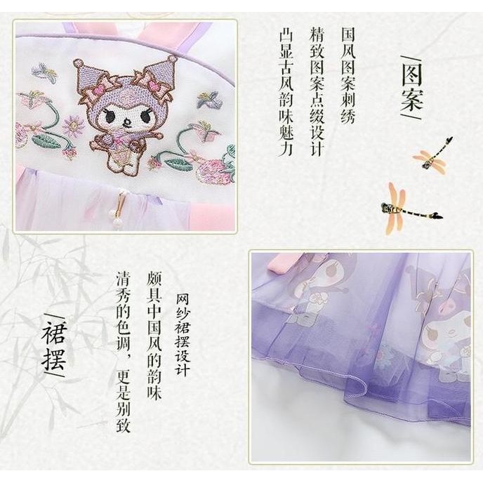 Baju Gaun Dress Kuromi Rok Tutu Kostum Anak Perempuan Hanfu Cina Hanbok Pesta hanfu