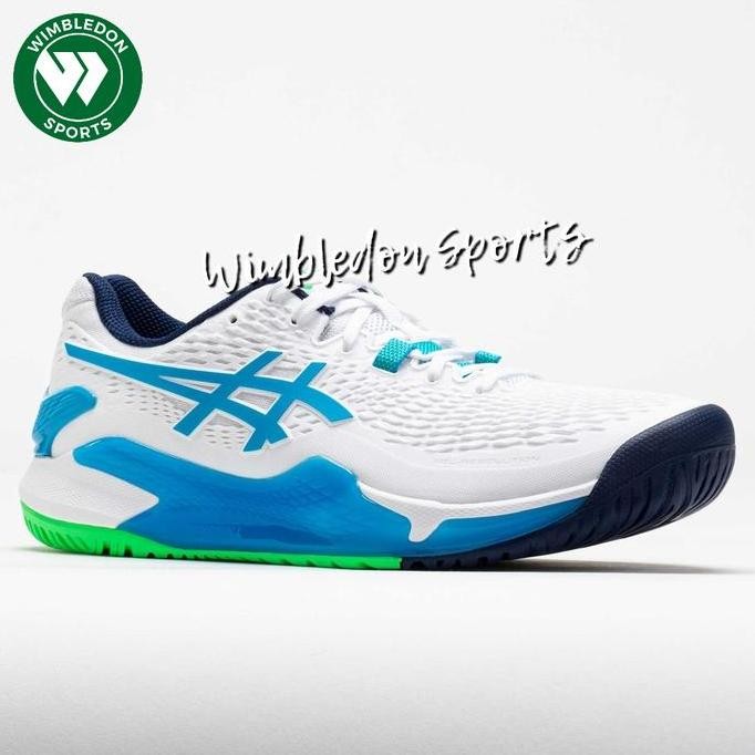 BEBAS ONGKIR - Sepatu Tenis Asics Gel Resolution 9 White / Digital Aqua / Asics Gel Resolution Tenni