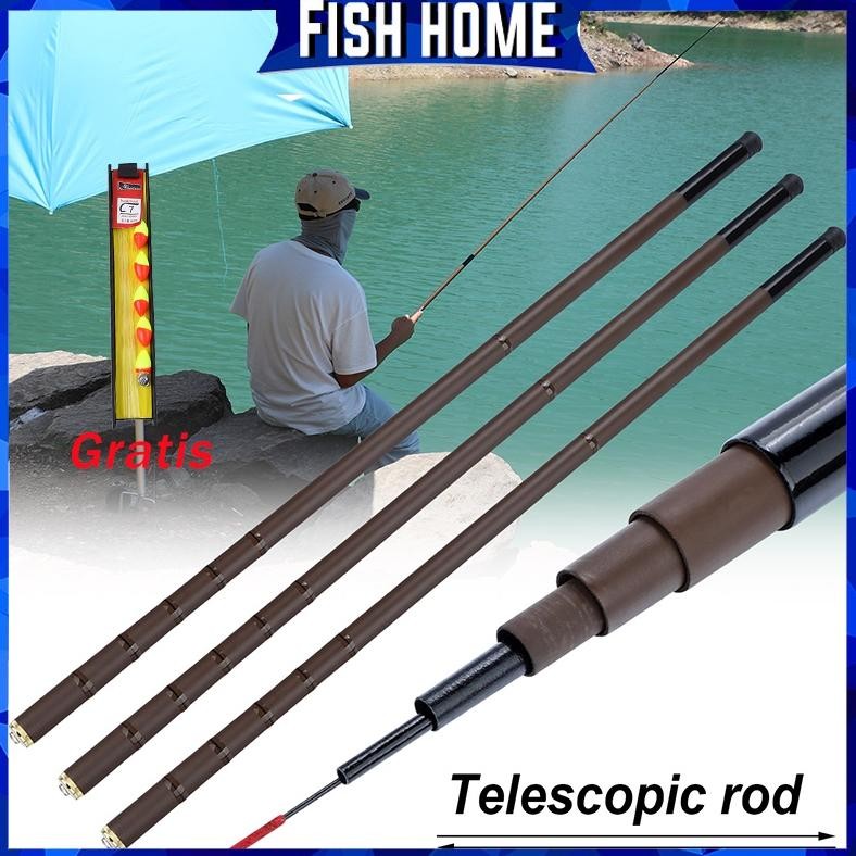 Sougayilang Joran Pancing Joran Tegek Fishing Rod 2.7M-6.3M Telescopic Joran Pancing Super Power Jor