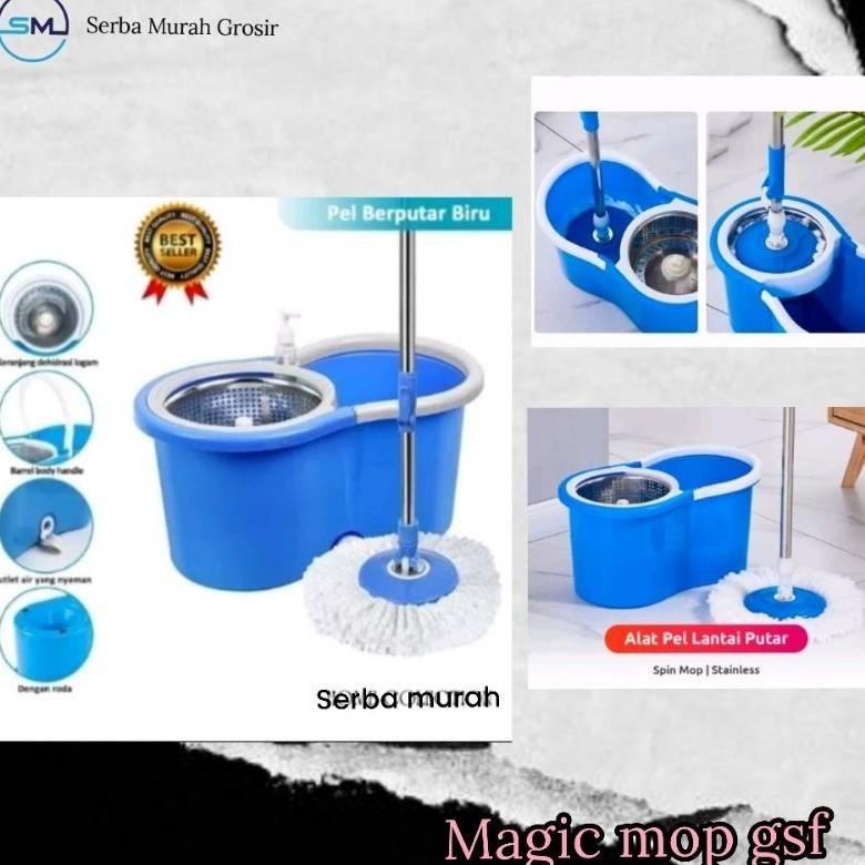 LEGOLANT- alat pel lantai/alat pembersih lantai/spin mop serbaguna/megic mop gsf G-422 stenlis