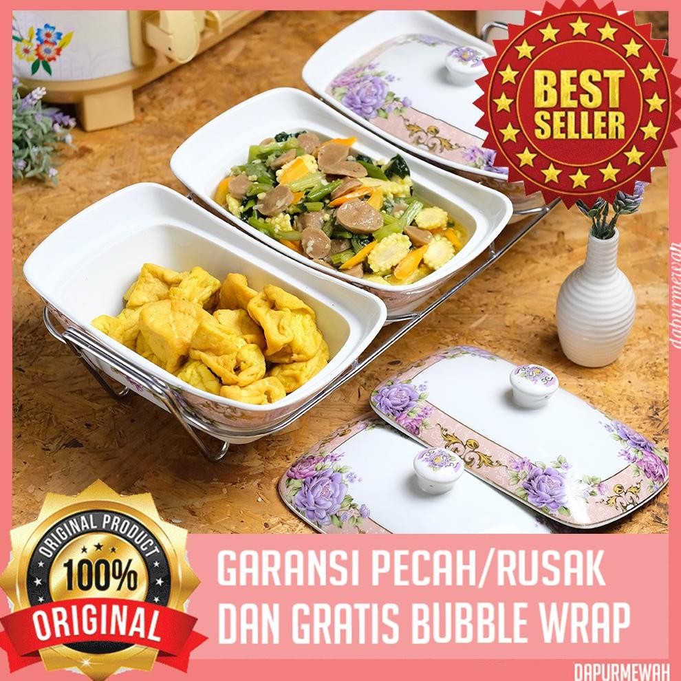 Vicenza Alat Saji Dengan Rak / Wadah Sayur + Sendok / Prasmanan Vicenza - B751 BA751 Garansi Origina