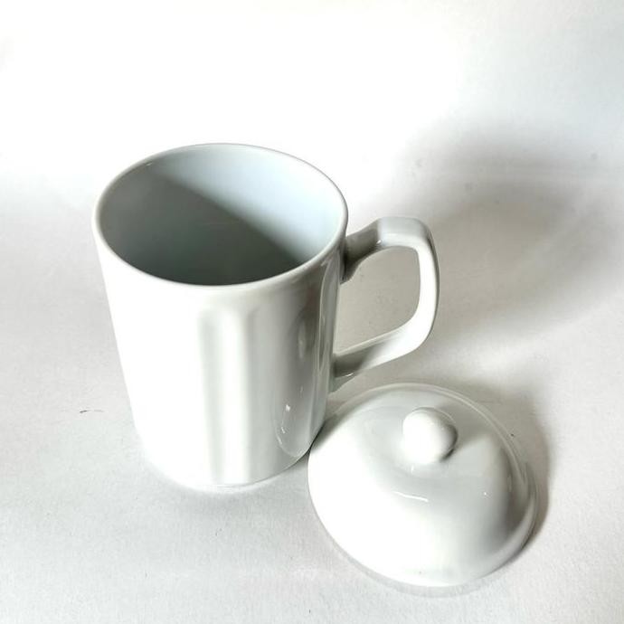 Mug Gelas Keramik Jumbo Gagang Dengan Tutup Keramik 500 Ml