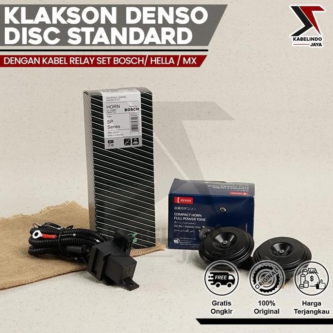 DB47 >> Klakson Denso Disc 12V Dengan Kabel Relay HELLA VR-Black Mobil & Motor