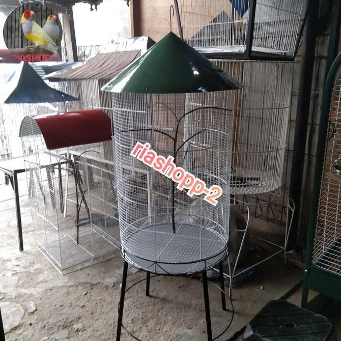 sangkar kandang standing besi bulat besar koloni aviary mini mewah murah