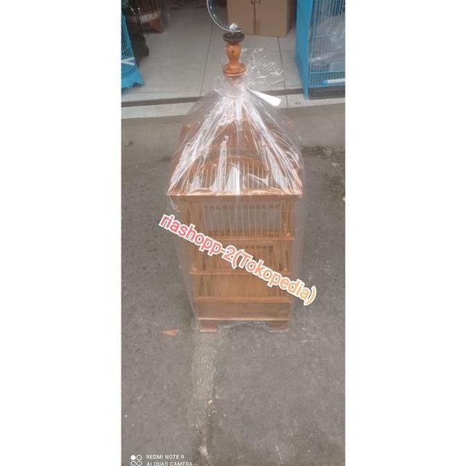 sangkar kandang burung kecil dari kayu paten segi 6 mewah murah