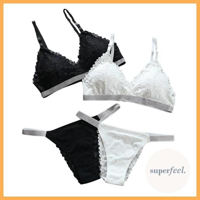 Sfl 1 Set Pakaian Dalam Brokat Katun Bra Dan Cd Kolor Bh Celana Dalam Satu Set Sepasang Serasi Untuk
