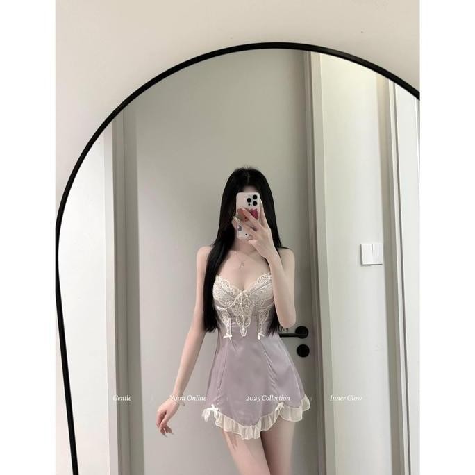 9222 Luxlace Daster Satin Dalaman Wanita  Sexy Hot Baju Tidur Wanita Dewasa Baju  Tidur  Diranjang G