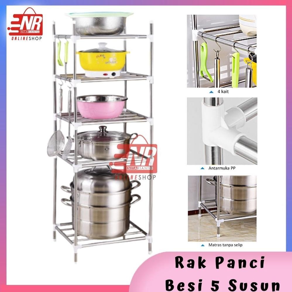 Rak Panci 5 Susun / Rak Besi 5 Susun / Rak Dapur / Rak Besi Multifungsi / Rak Panci Stainless