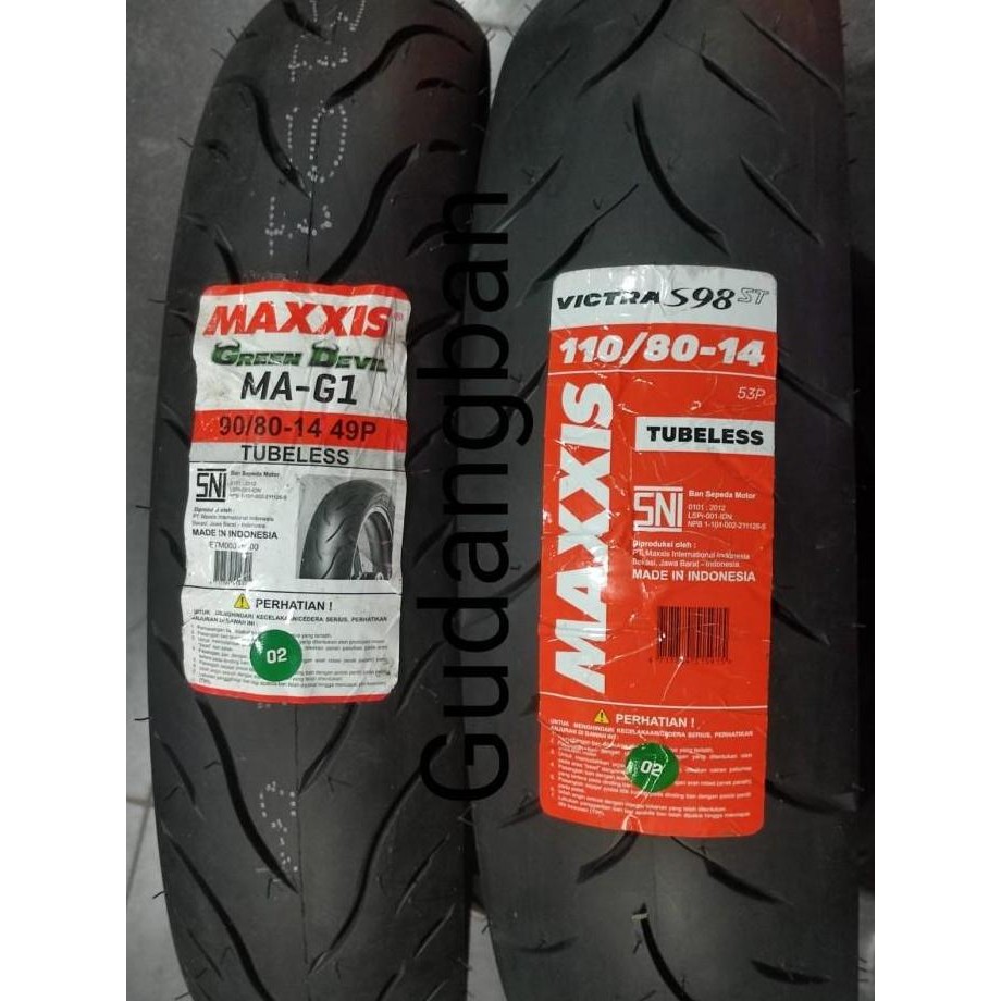 Paket ban luar Maxxis 90 - 80 green devil 110 - 80 - 14 victra matic