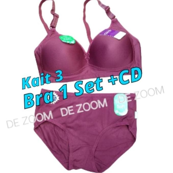 Bra Set Sorex Tanpa Kawat Cup C Besar Kait 3 Busa Sedang