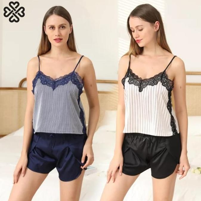 Camisole Set Selma Sexy Lingerie Piyama Baju Tidur Satin Premium