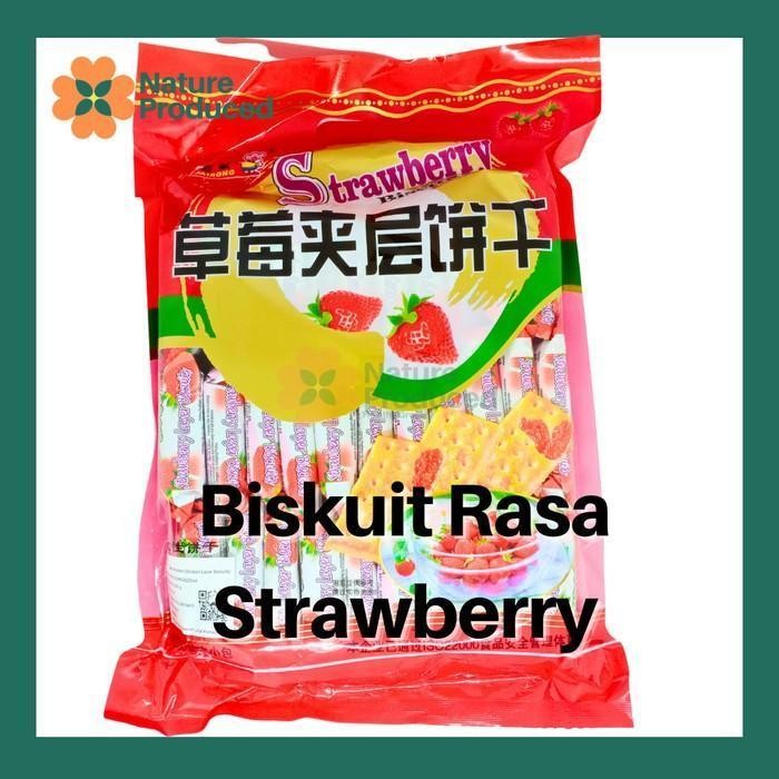 [Bairong] Strawberry Layer Biscuit 528g Biskuit Renyah Isi Selai Stroberi HALAL | Snack Import