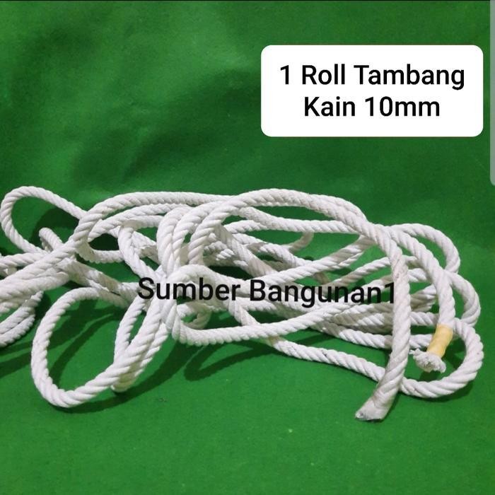 Tambang kain 10mm 1 Roll tali tambang putih bangunan