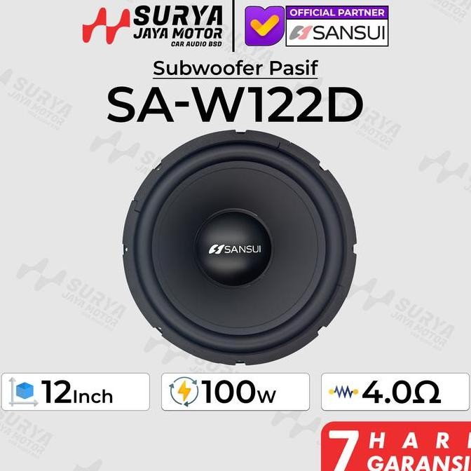 Promo Sansui SA-W122D Subwoofer Pasif 12 Inch double voice 100RMS Power 1000W Max Power Speaker Audi