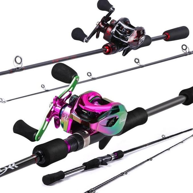 Sougayilang Set Pancing Lengkap 2 Bagian, Joran Casting 1.8M Dan Rasio Gigi 7,2:1 Gulungan Pancing U