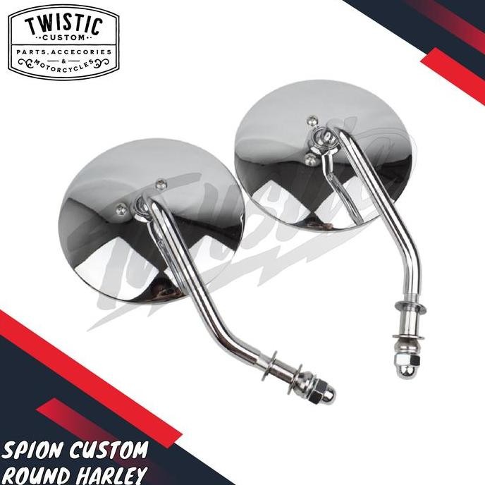 Spion Bulat Custom Round Motor Harley Davidson Sportster Dyna Softail Chopper Classic Retro