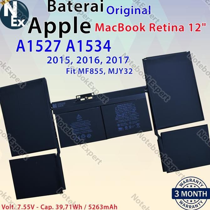 Baterai Apple Macbook A1527, A1534 Macbook Pro Retina Display 12"