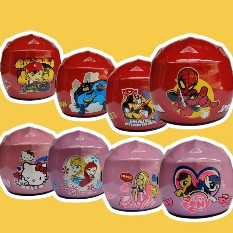 helm anak kecil Usia 2 3 4 5 tahun laki-laki perempuan karakter motorcycle sni