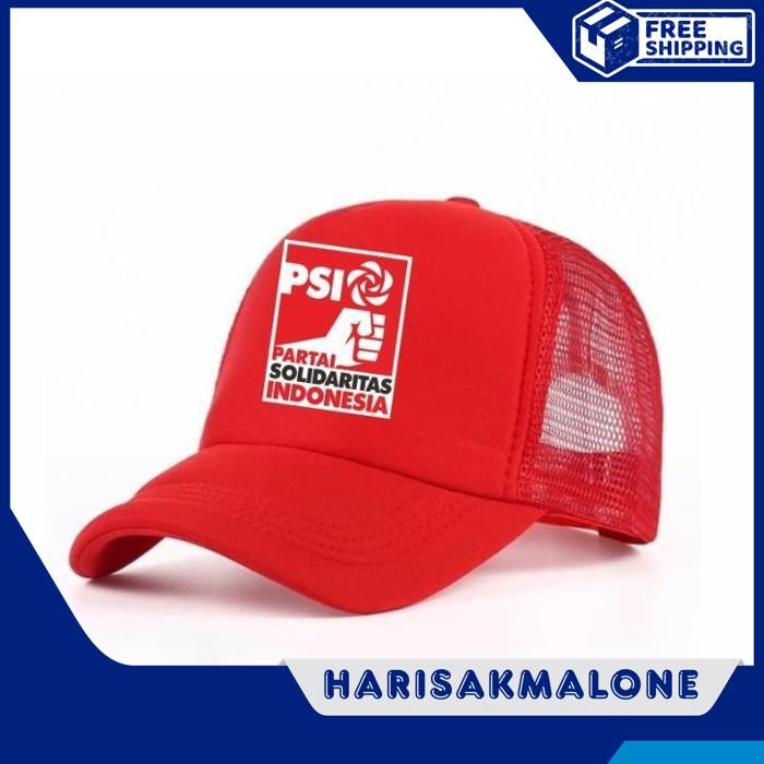 HEMAT TOPI TRUCKER JARING HAT CAP DISTRO PSI PARTAI SOLIDARITAS INDONESIA POLITIK PEMILU POLOS CUSTO