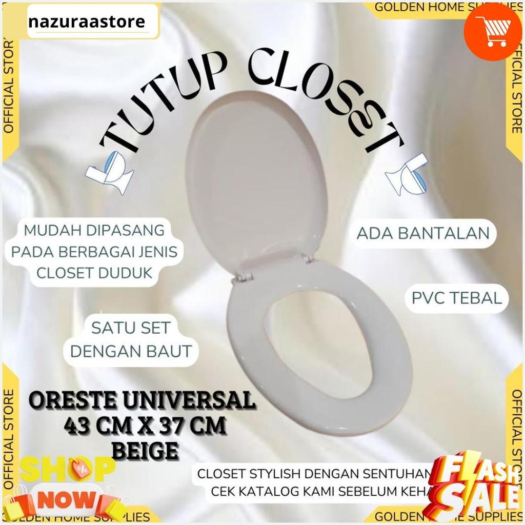 1 Set Tutup Kloset Oreste Duduk Universal / Warna Putih Biru Hijau Pink Maroon / Pvc Tebal / Toto Co
