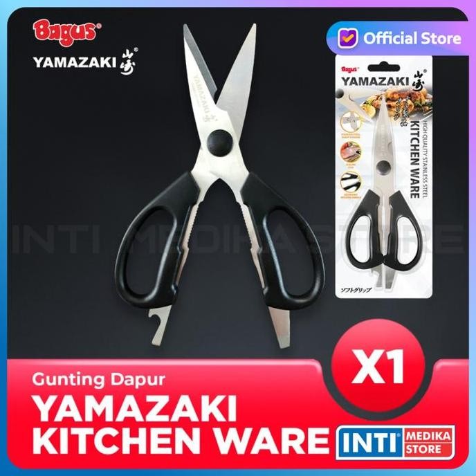 BAGUS - Gunting Dapur MULTIFUNGSI Anti Karat + PEMBUKA Tutup Botol | YAMAZAKI Kitchen Ware Stainless