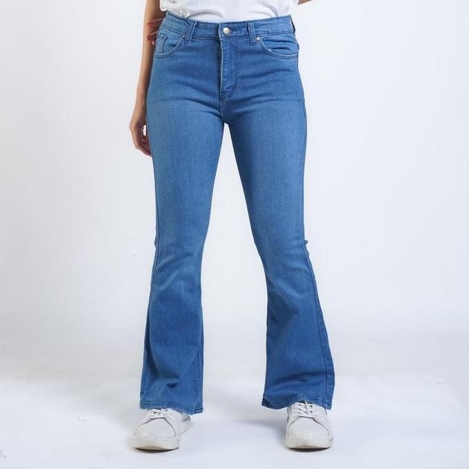 Promo Celana Cutbray Jeans Panjang Wanita Longpant Denim Polos Fit Xxl Bigsize Lexi Biru Jeans Soft 