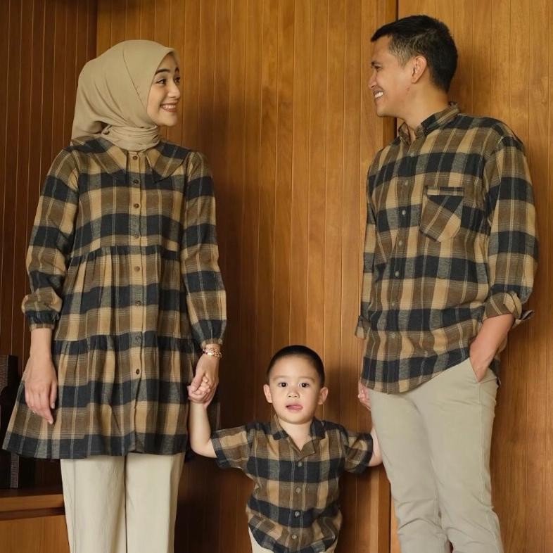 Kuke Naliza - Aiden Family Couple Flanel Tunik Dan Kemeja / Baju Couple Keluarga Rt-69