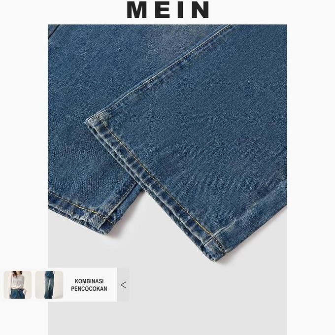 Promo [Mein][Ready Stock] Loose Jeans Wanita Celana Straight Panjang Korean Style Cewek Retro Biru B