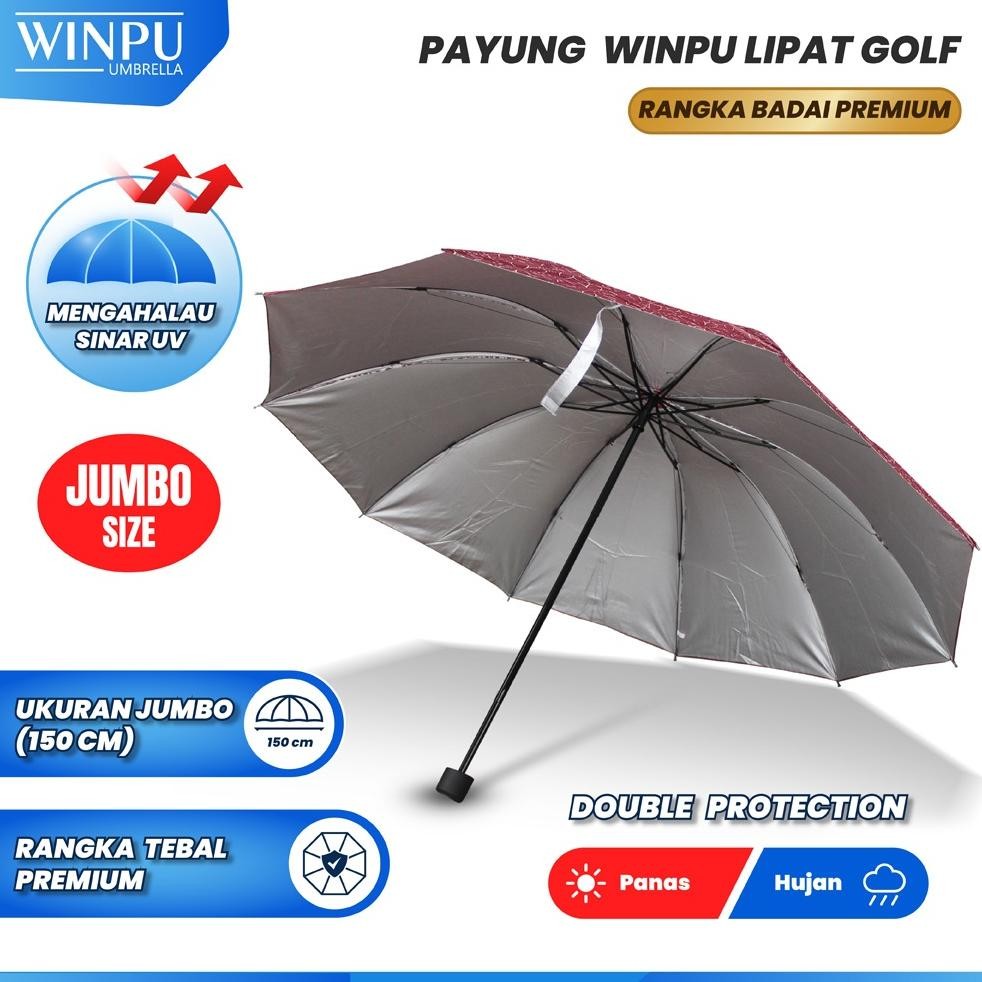 Terbaru WINPU Payung Lipat Jumbo Premium 150 cm Murah Motif Flower Bunga .,