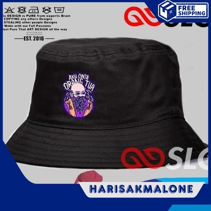 HEMAT TOPI BUCKET HAT CAP POLOS CUSTOM AKU CINTA ORANG TUA PRIA WANITA INDONESIA AMER UNISEX OBRAL D