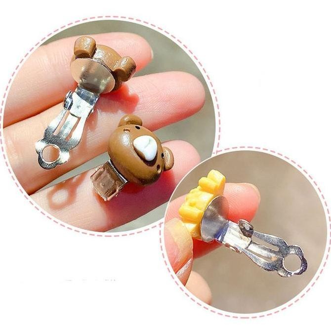 10pcs / Set Anting Klip Tanpa Tindik Desain Hewan / Buah Untuk Anak