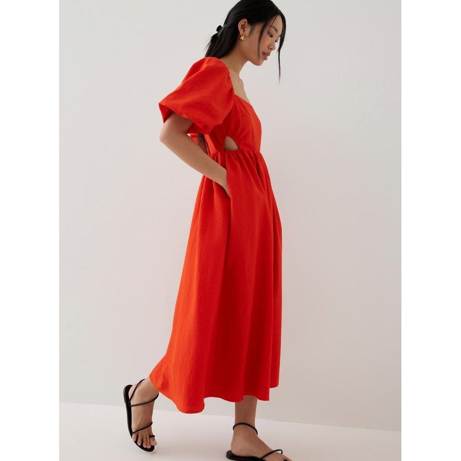 Love, Bonito - Dress Wanita - Alai Puff Sleeve Fit & Flare Midaxi Dress