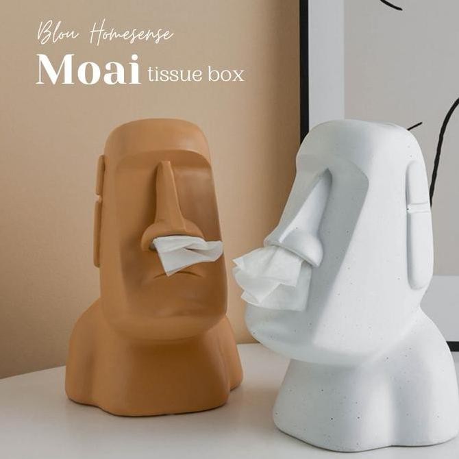 Blou Moai Kepala Batu Tissue Box Kotak Tissue Unik insp Moai Statue TP