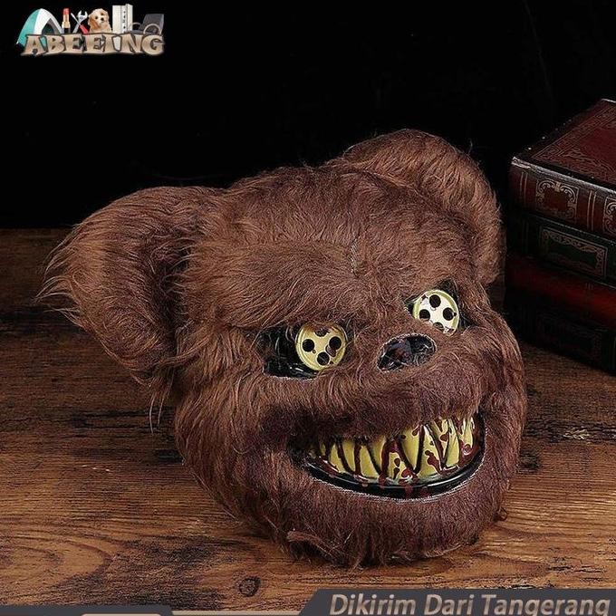 Topeng Beruang Seram Kostum Halloween Berdarah Monster Seram Halloween