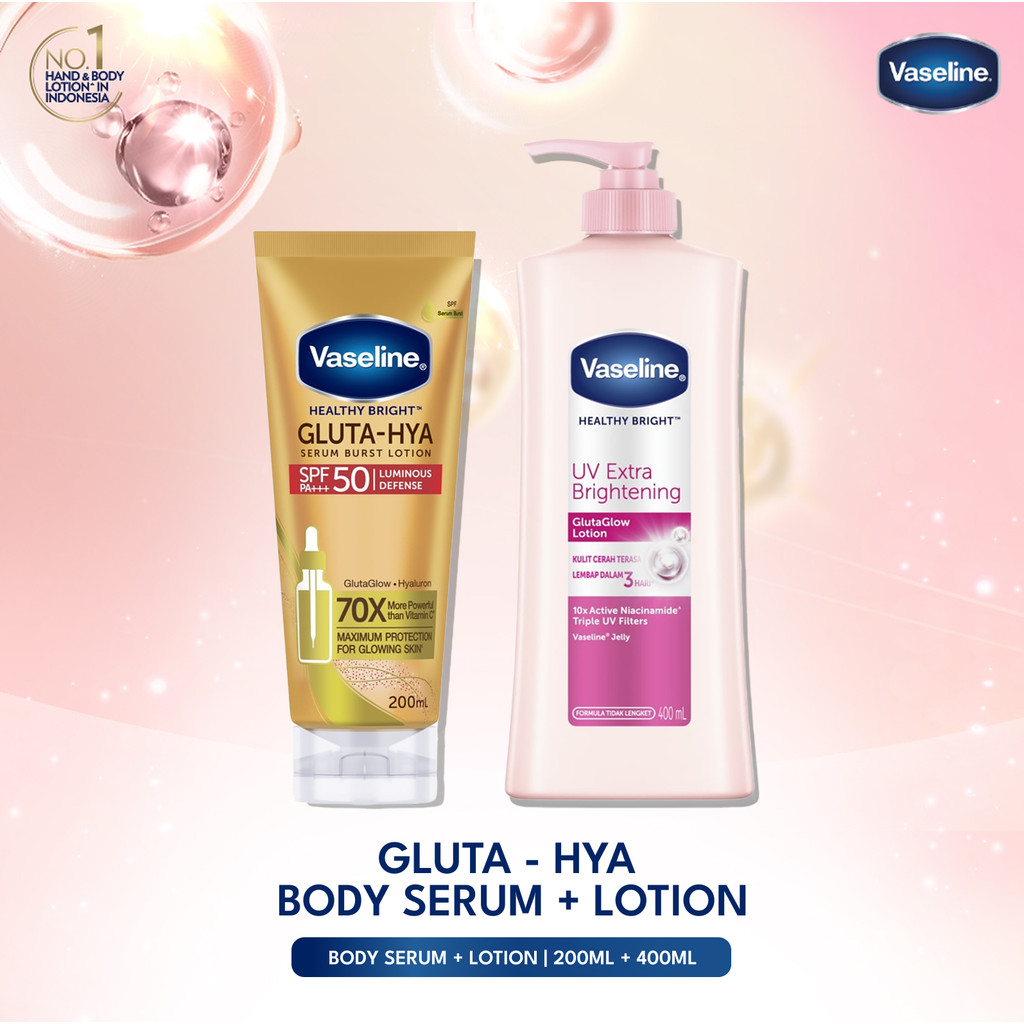 Vaseline Gluta Hya SPF 50 200ml + Vaseline UV Extra Brightening 400ml