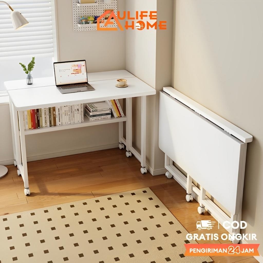 Meja Belajar Minimalis Meja Portable Meja Laptop Dengan Roda Meja Kamar Tidur