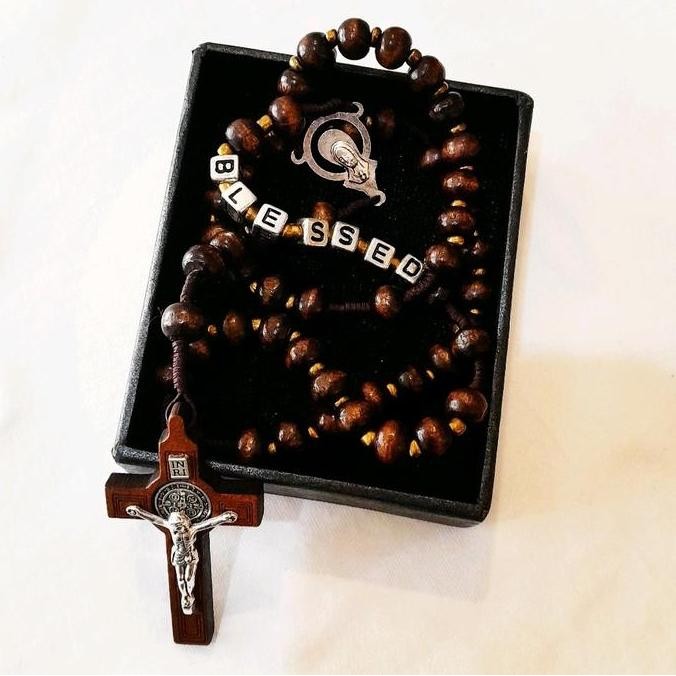 Rosario Kayu Bl Tali+kotak katolik TKP