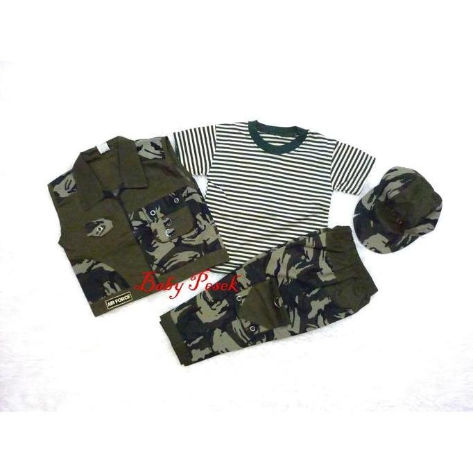Setelan Baju Anak Army Tentara Abri Profesi Rompi Cp Size Besar
