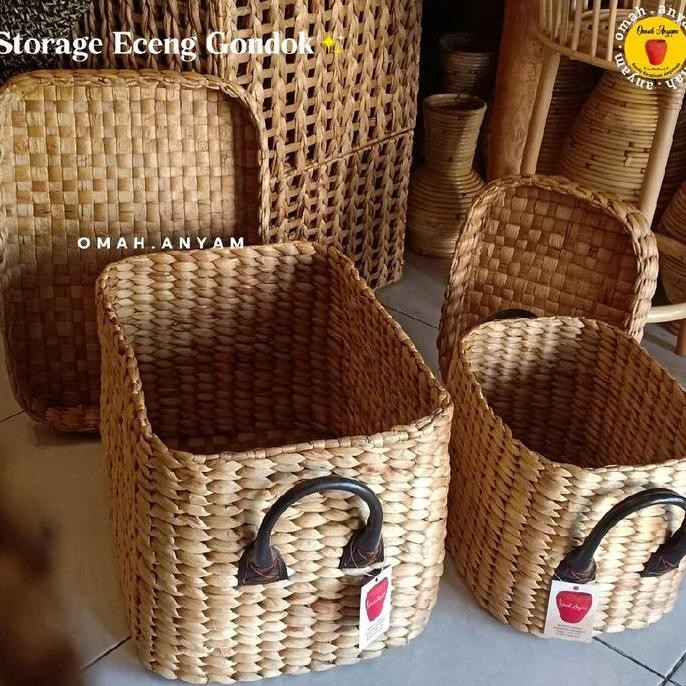 Keranjang Anyaman Tutup/Box Anyam/Kotak Anyaman Eceng Gondok/Hampers