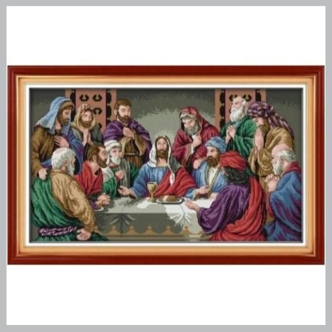 DIY paket cross stitch kristik perjamuan kudus YESUS POLA KAIN 14CT