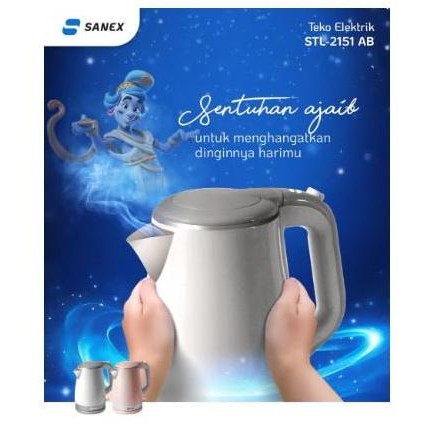 Sanex STL-2151AB Teko Listrik 1.5 Liter 480W Stainless Abu-Abu