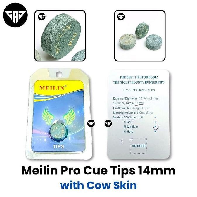 Meilin Cue Tip Billiard Kulit Sapi 1 Layers Terbaru