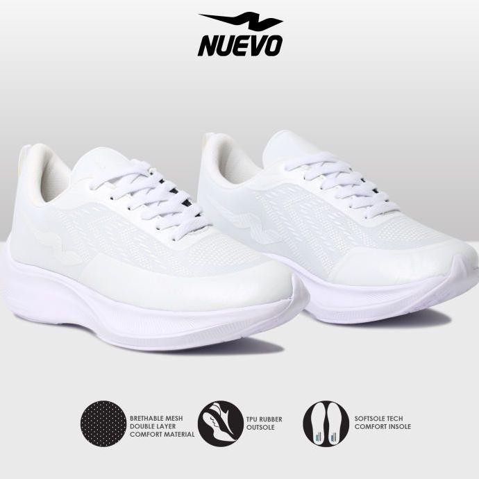 Promo Nuevo - Sepatu Running Nuevo Velocity Putih Silver Olahraga Jogging Lari Pria N