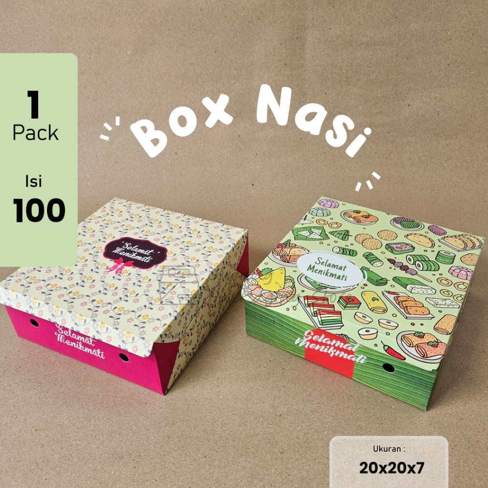 100 pcs / 20x20 /  Box Nasi / Kotak Nasi/ Dus Nasi / Kotak Hajatan