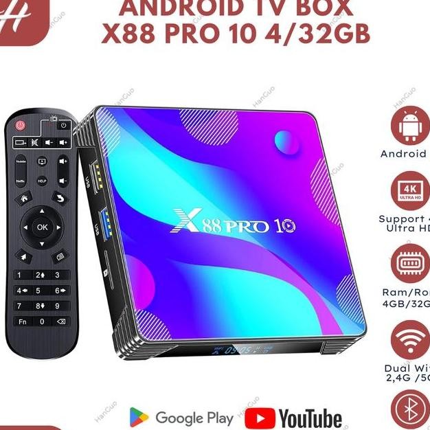 Tv Box Android X88 Pro 10 Ram 4 Rom 32 Ing 4K Android 11